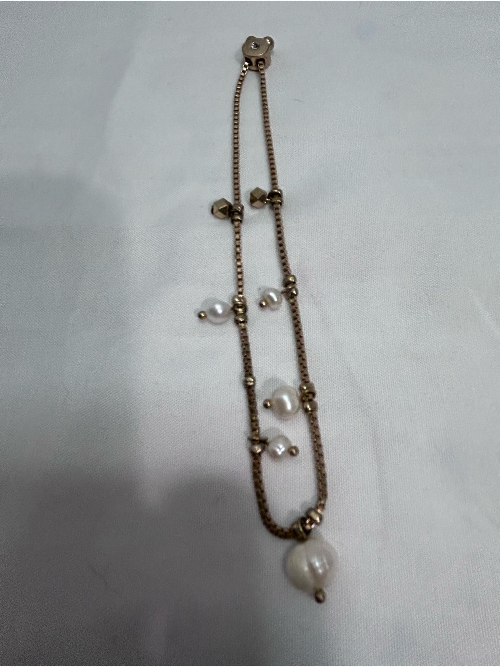 Canvas Gold-Tone Bracelet with White fresh water pearls